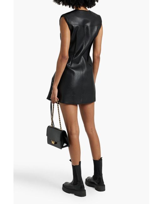 Jonathan Simkhai Black Yesenia Lace-up Leather-blend Mini Dress