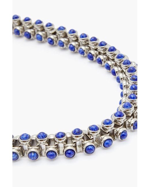Jil Sander Blue Silver-tone Beaded Necklace for men