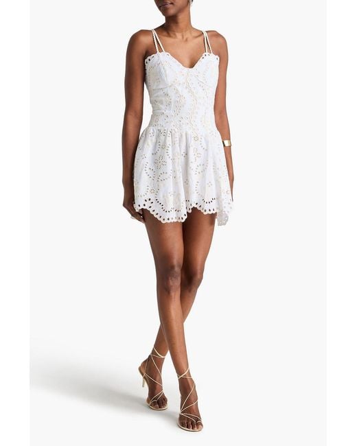 Charo Ruiz White Marine Embroidered Cotton-Blend Mini Dress