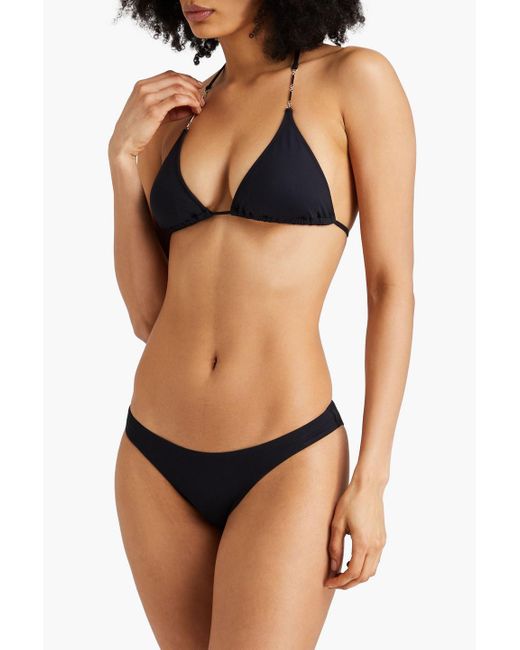 Melissa Odabash Black Mykonos Embellished Triangle Bikini Top