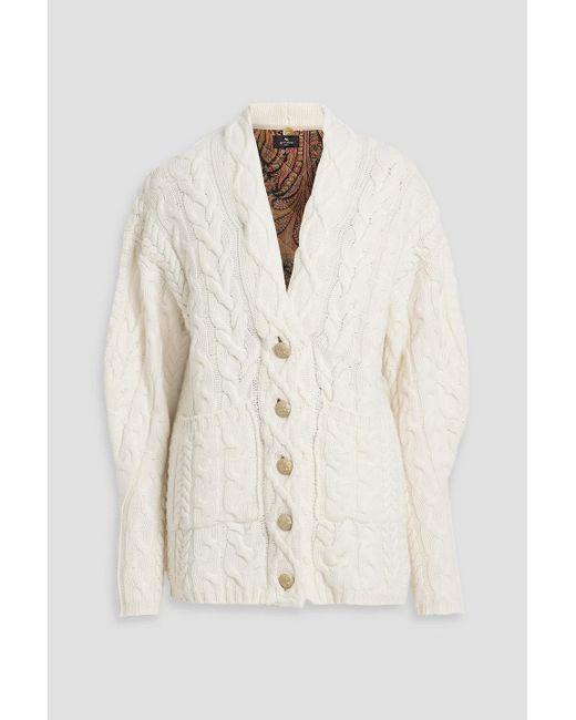 Etro Natural Cable-knit Cardigan