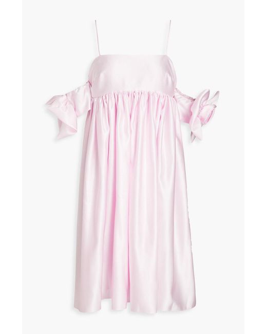Vivetta Pink Cold-shoulder Bow-embellished Satin Dress