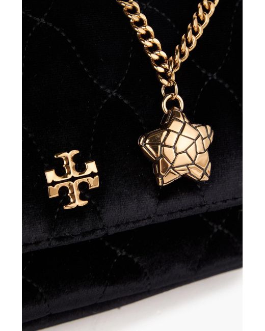 Tory Burch Black Kira schultertasche aus gestepptem samt