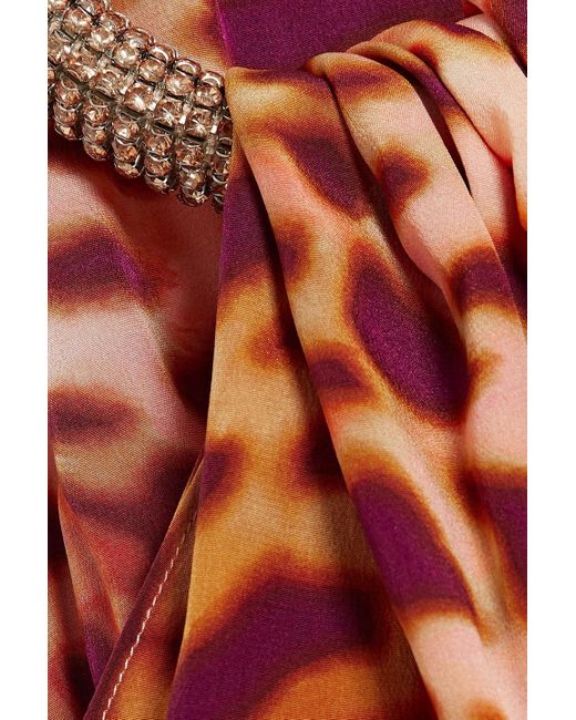 Stella McCartney Red Crystal-embellished Leopard-print Silk-chiffon Mini Dress