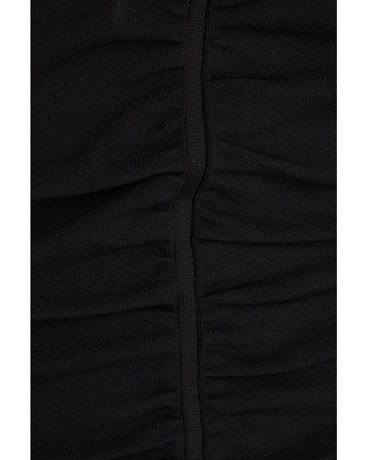 Sandro Black Poitou minikleid aus stretch-strick mit raffungen