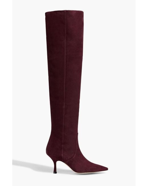 Stuart Weitzman Red Naomi 75 Suede Over-The-Knee Boots