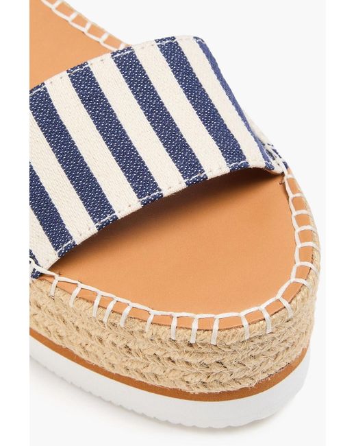 See By Chloé Blue Glyn Striped Canvas And Leather Platform Espadrille Sandals