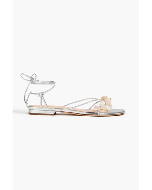 Magda Butrym White Embellished Leather Sandals