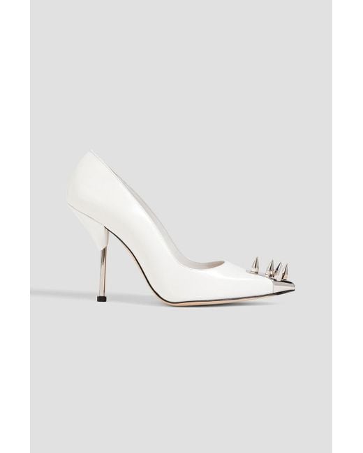 Alexander McQueen White Punk Stud Leather Pumps