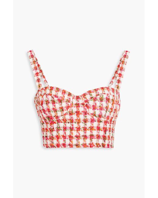 Cara Cara Red Claudine oberteil aus tweed mit gingham-karo