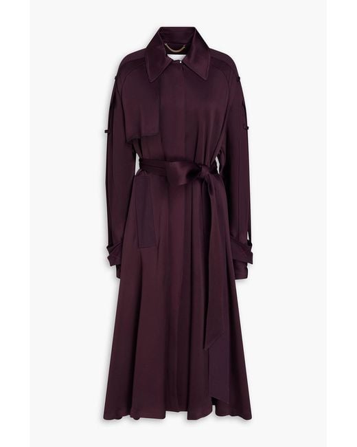 Victoria Beckham Purple Draped Satin-crepe Trench Coat