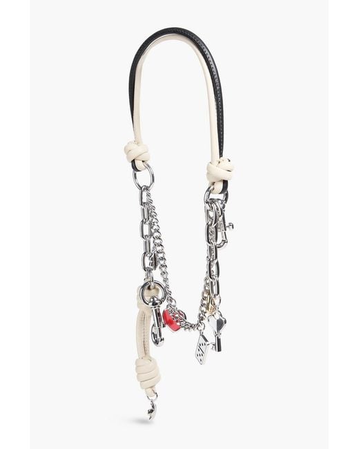 Marc Jacobs White Silver-tone Leather Shoulder Strap