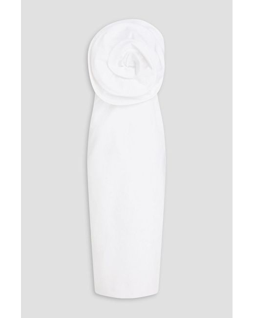 Mara Hoffman White Maia Strapless Appliquéd Tmand Linen-blend Midi Dress