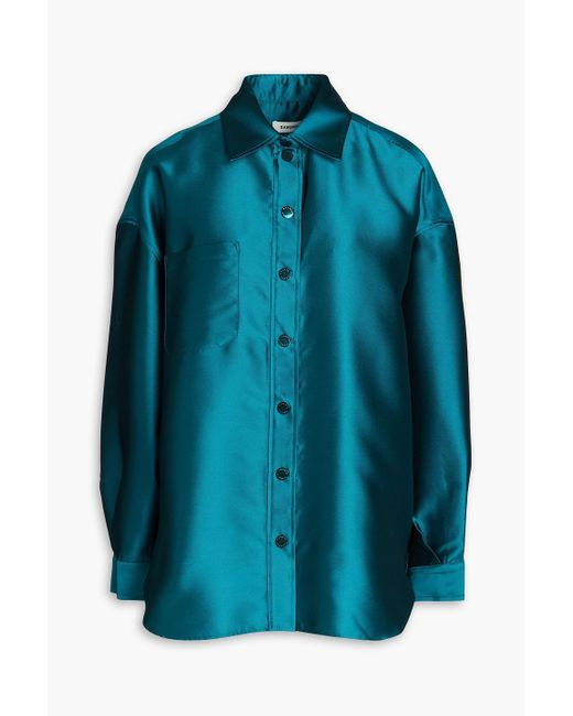 Sandro Blue Effie Oversized Faille Shirt