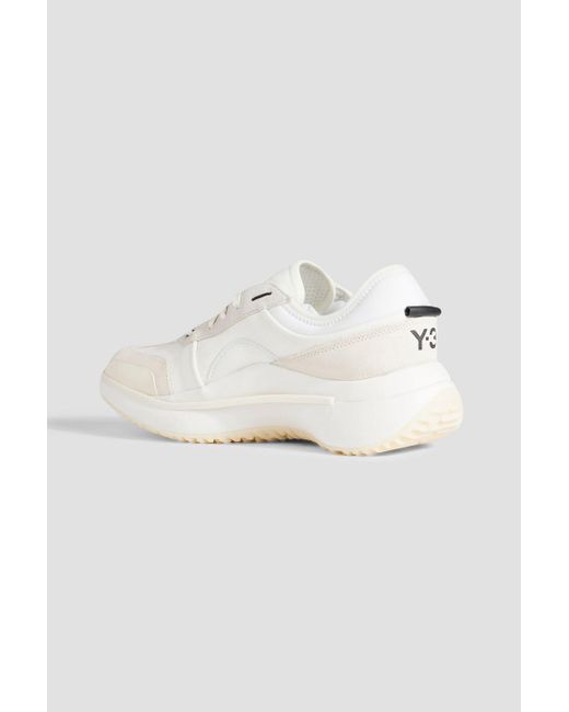 Y-3 White Ajatu Run Neoprene, Canvas And Suede Sneakers for men