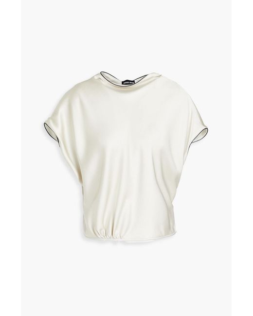 Giorgio Armani White Silk-satin Top