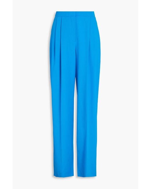 Alexander McQueen Blue Wool-crepe Wide-leg Pants