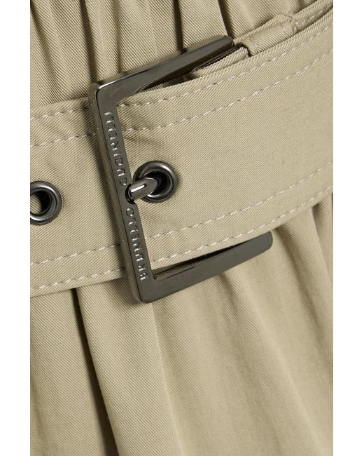Brunello Cucinelli Natural Belted Cotton-Blend Twill Midi Skirt
