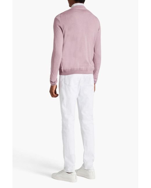 Canali Pink Cashmere And Silk-blend Cardigan for men