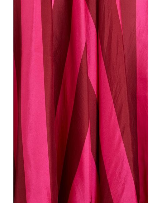 Zimmermann Red Striped Silk-voile Midi Skirt