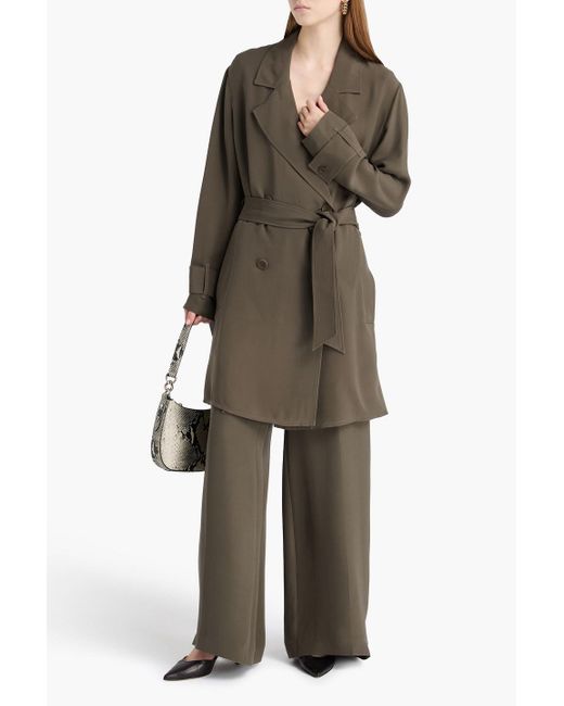 Joseph Green Charah Double-Breasted Silk-Blend Crepe Trench Coat