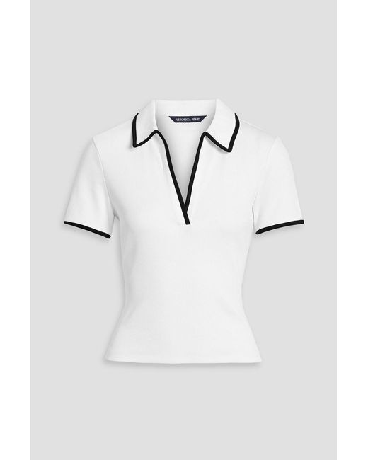 Veronica Beard White Kearney Pima Cotton-Blend Jersey Polo Shirt
