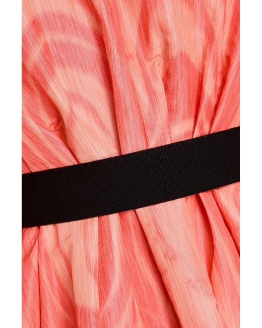 Roksanda Pink Bedrucktes midikleid "yasha" aus taft mit gürtel