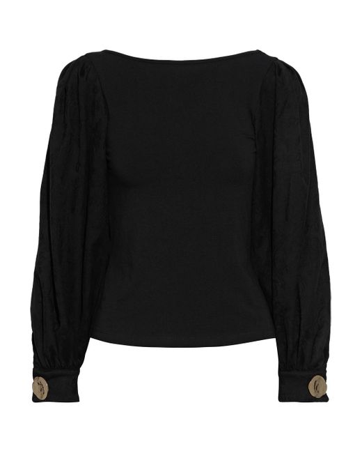 Mother Of Pearl Black Winifred Jacquard-paneled Organic Stretch-cotton Jersey Top