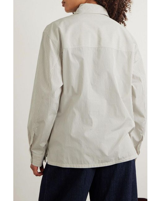 Lemaire White Pyjama Striped Cotton-Poplin Shirt