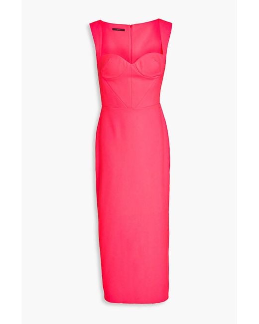 Alex Perry Pink Neon Crepe Midi Dress