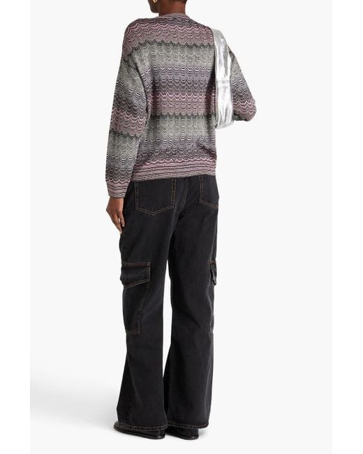 Missoni Gray Metallic Crochet-Knit Sweater