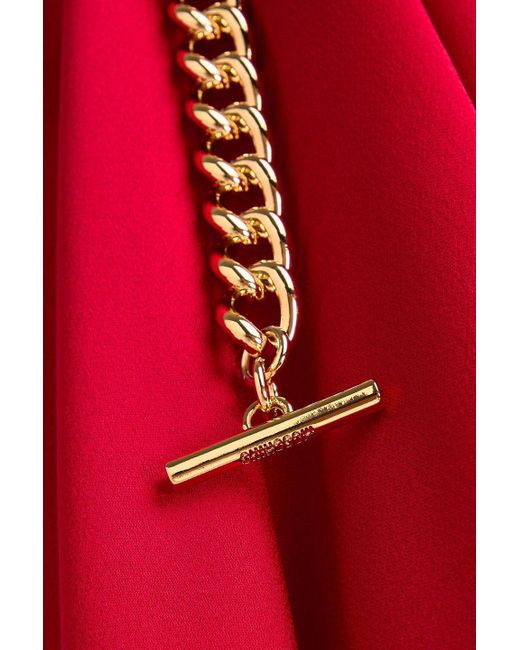 Moschino Red Chain-embellished Satin-crepe Midi Dress