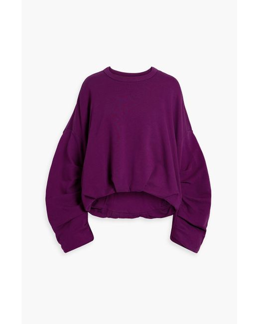 Dries Van Noten Purple Oversized Gathered Cotton-jersey Sweatshirt