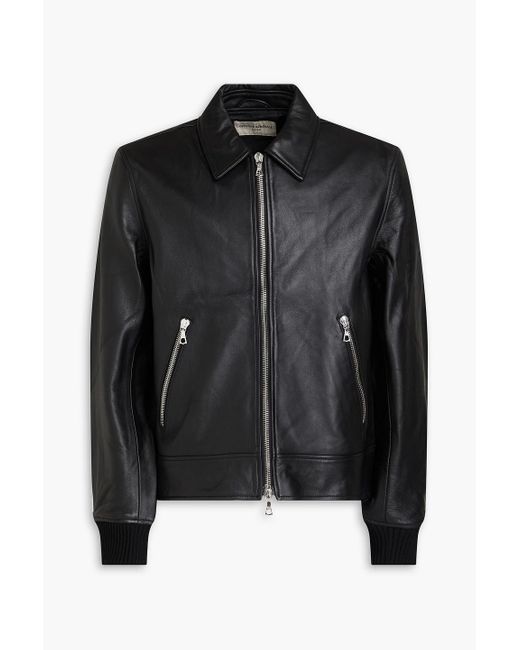 Officine Generale Men's Black Layvin Leather Jacket