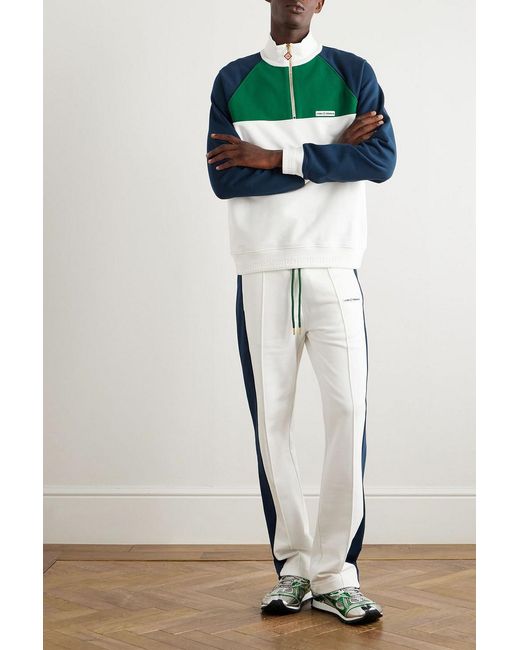 Casablanca Blue Straight-Leg Logo-Appliquéd Paneled Cotton-Jersey Track Pants for men