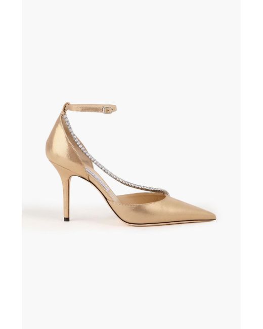 Jimmy Choo Metallic Talika Crystal-embellished Leather Pumps