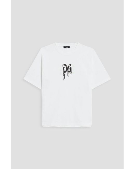 Dolce & Gabbana Appliquéd Printed Cotton-blend Jersey T-shirt in White for  Men | Lyst