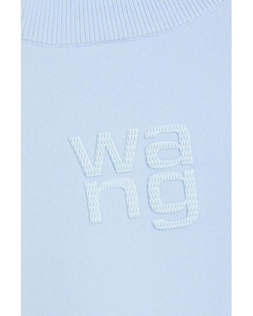T By Alexander Wang Blue Rollkragenoberteil aus stretch-strick mit applikationen
