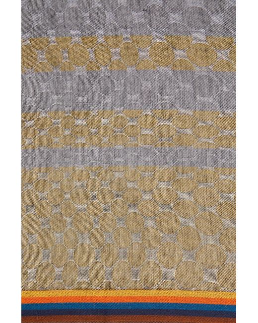 Paul Smith Gray Frayed Printed Cotton-blend Jacquard Scarf for men
