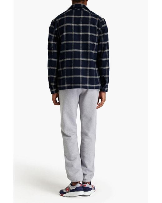 Sandro Blue Checked Cotton And Wool-blend Twill Shirt for men