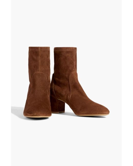 Stuart Weitzman Brown Yuliana 60 Stretch-Suede Ankle Boots