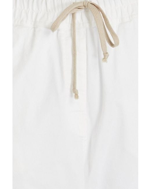 Nili Lotan White Cropped Cotton-blend Twill Tapered Pants