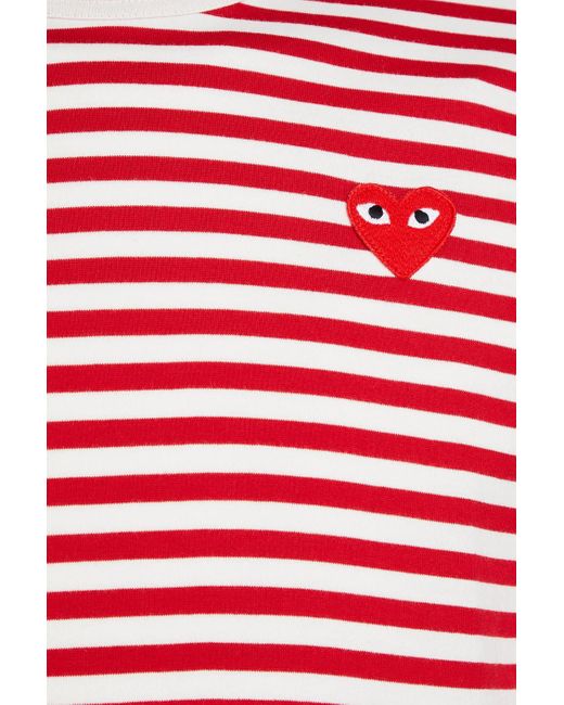 Comme des Garçons Red Appliquéd Striped Cotton-jersey T-shirt for men