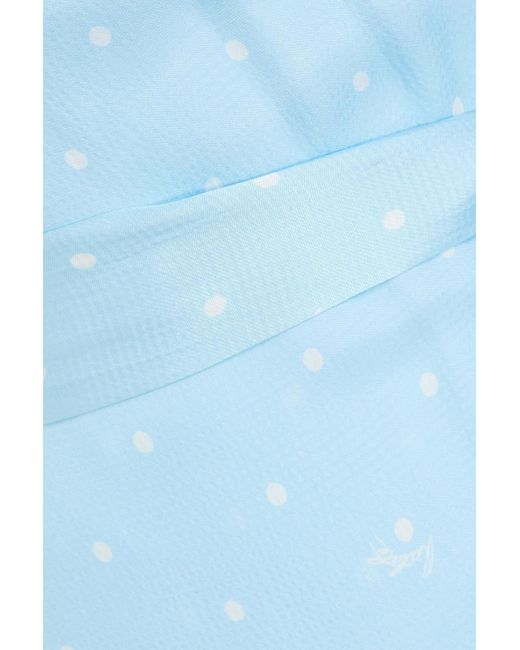 ROTATE BIRGER CHRISTENSEN Blue Polka-Dot Hammered-Satin Midi Wrap Dress
