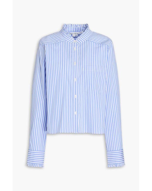 Veronica Beard Blue Whitman Striped Cotton-blend Poplin Shirt