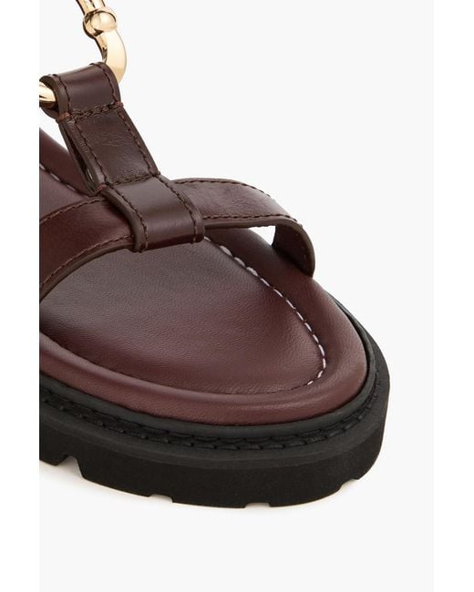Claudie Pierlot Brown Embellished Leather Sandals