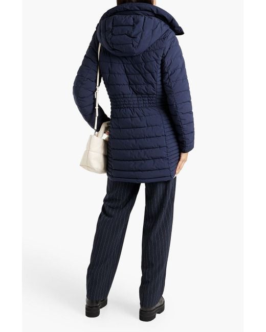 DKNY Blue Quilted Shell Hooded Coat