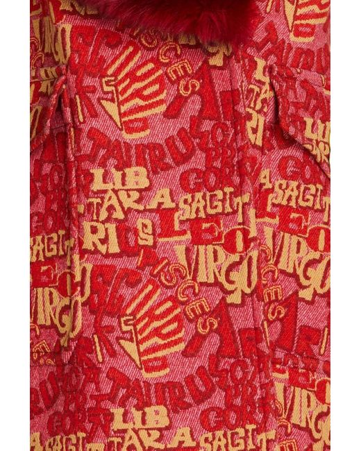 Zimmermann Red Doppelreihiger tel aus jacquard mit besatz aus kunstfell