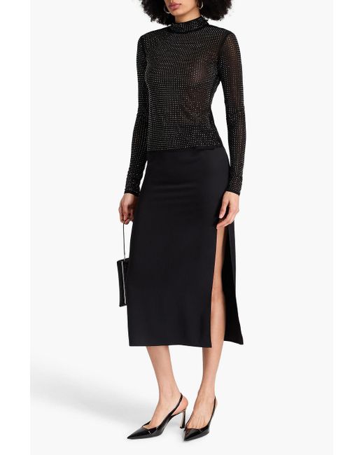 Jonathan Simkhai Black Crystal-Embellished Jersey Turtleneck Top
