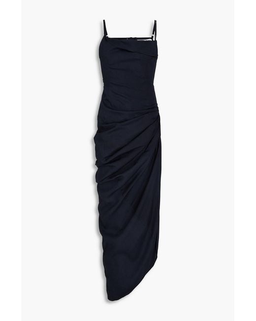 Jacquemus Blue Saudade Open-back Draped Woven Maxi Dress